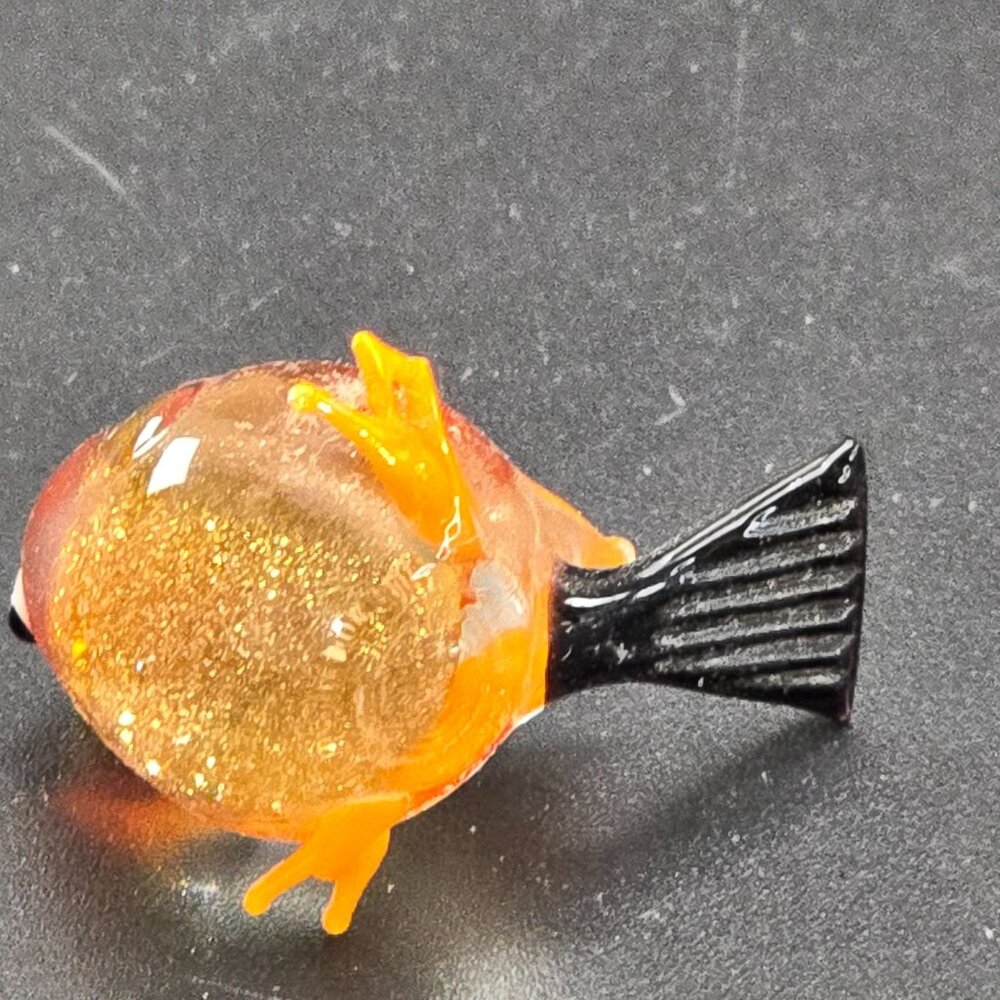 Handcrafted Miniature Glass Bird Figurine Orange & Black HS203 - Picture 9 of 10